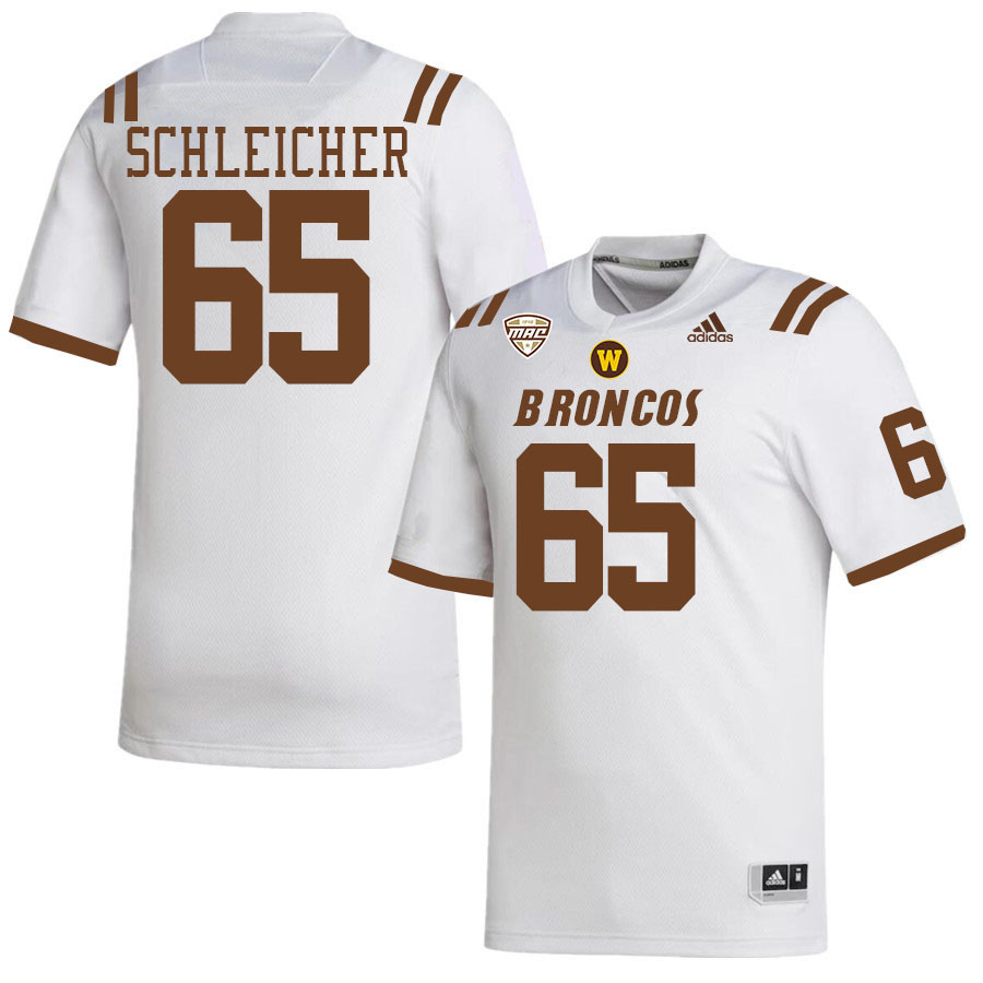 #65 Jeremy Schleicher Western Michigan Broncos College Football Jerseys Stitched-White